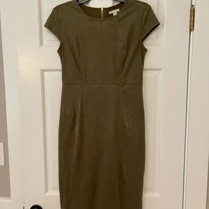 Olive Green Cato Midi Dress with Zip-up Back